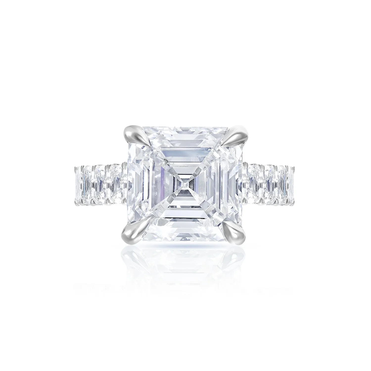 11 Carats Asscher Cut Lab Grown Diamond Engagement Ring. IGI Certified