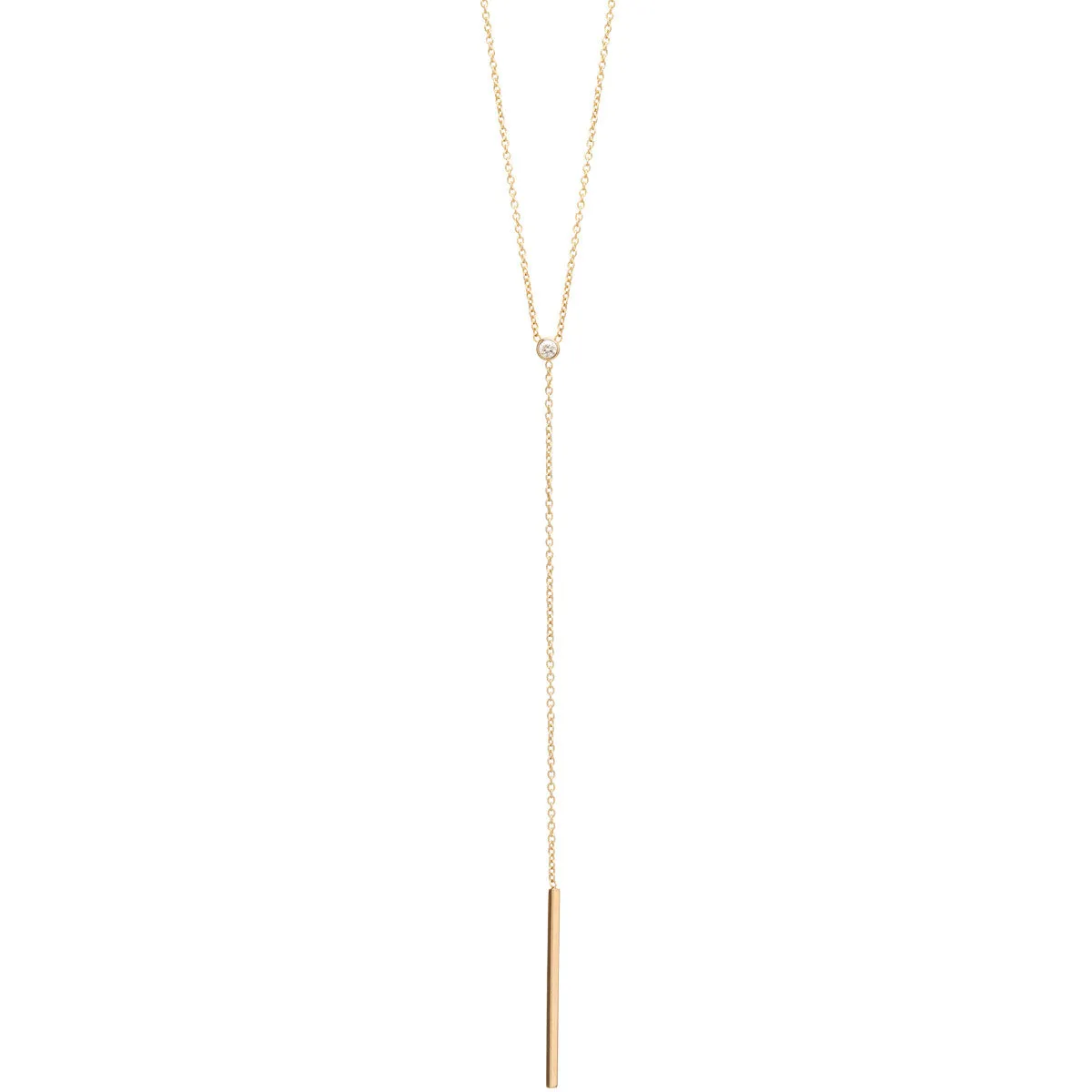 14k Diamond Bezel & Bar Lariat Necklace