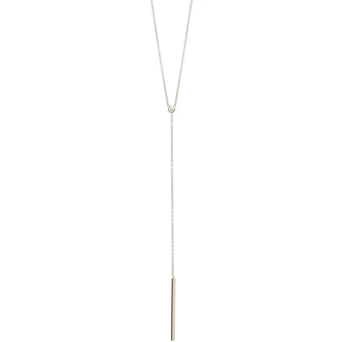 14k Diamond Bezel & Bar Lariat Necklace