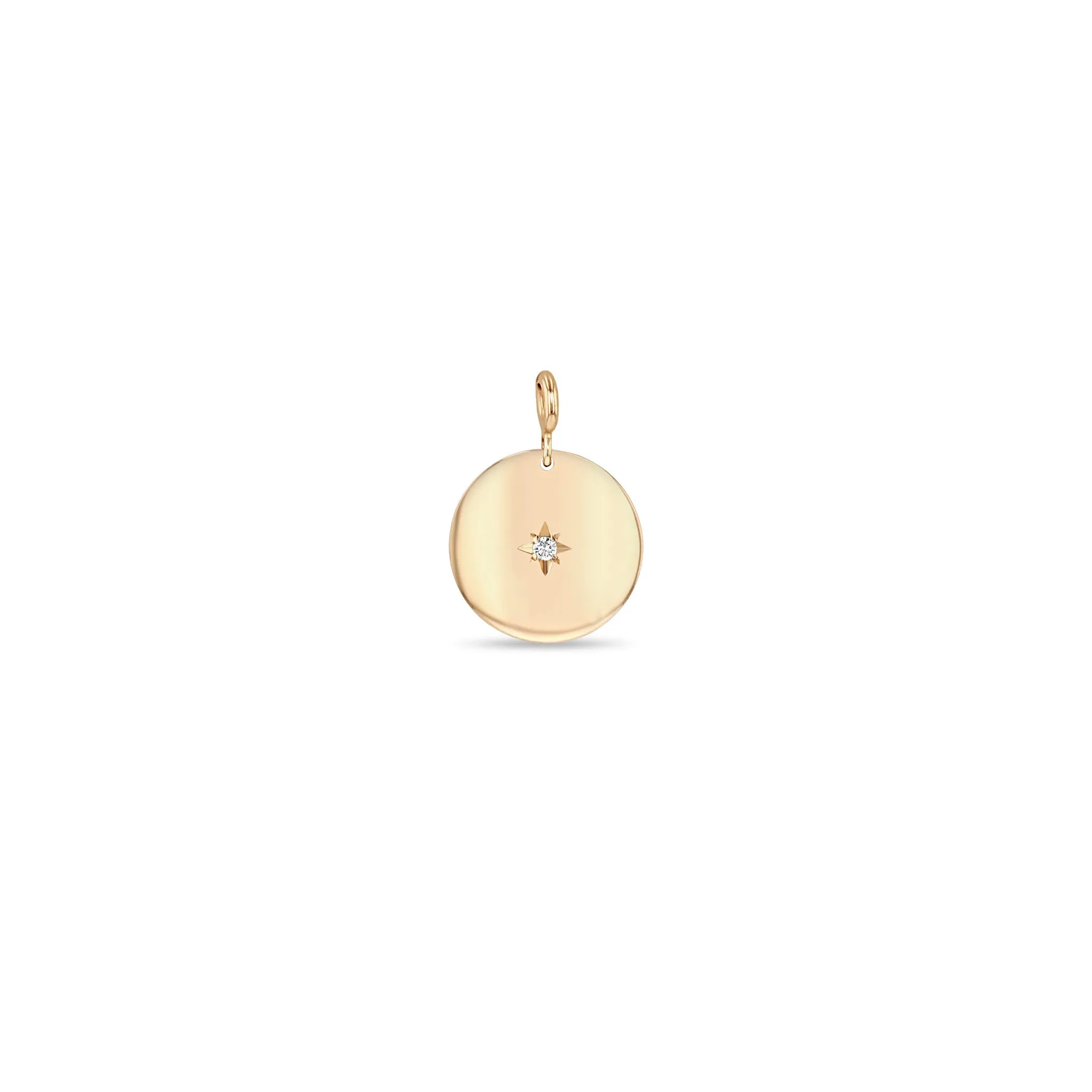 14k Single Star Set Diamond Small Aura Disc Charm