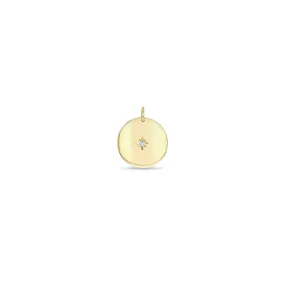 14k Single Star Set Diamond Small Aura Disc Charm