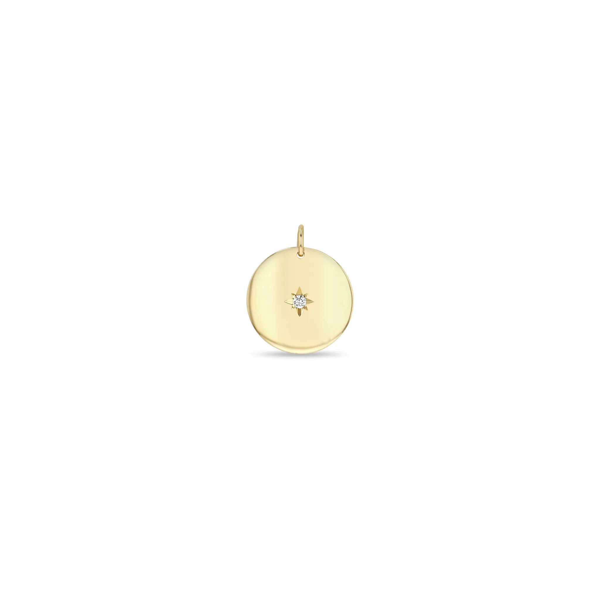 14k Single Star Set Diamond Small Aura Disc Charm