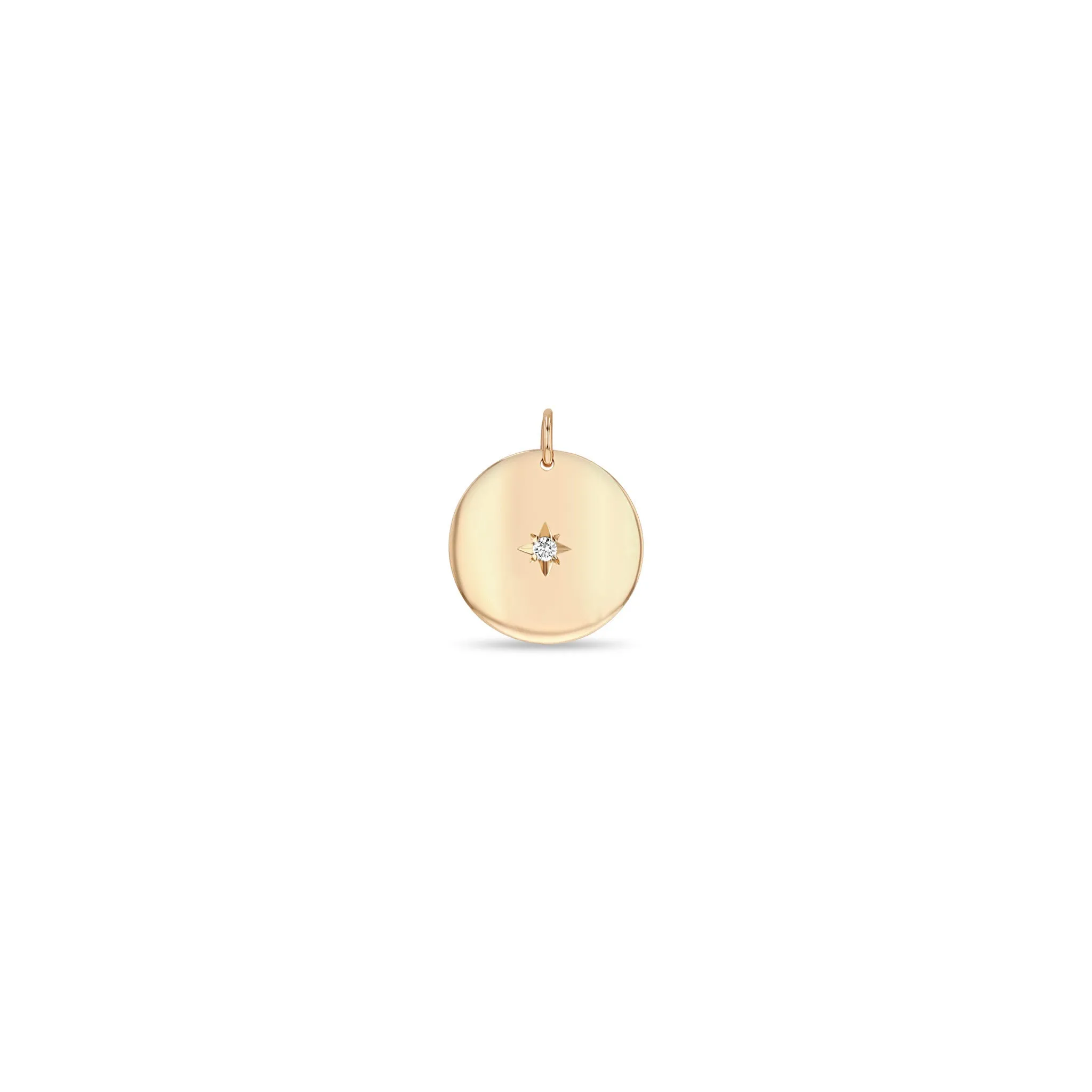 14k Single Star Set Diamond Small Aura Disc Charm