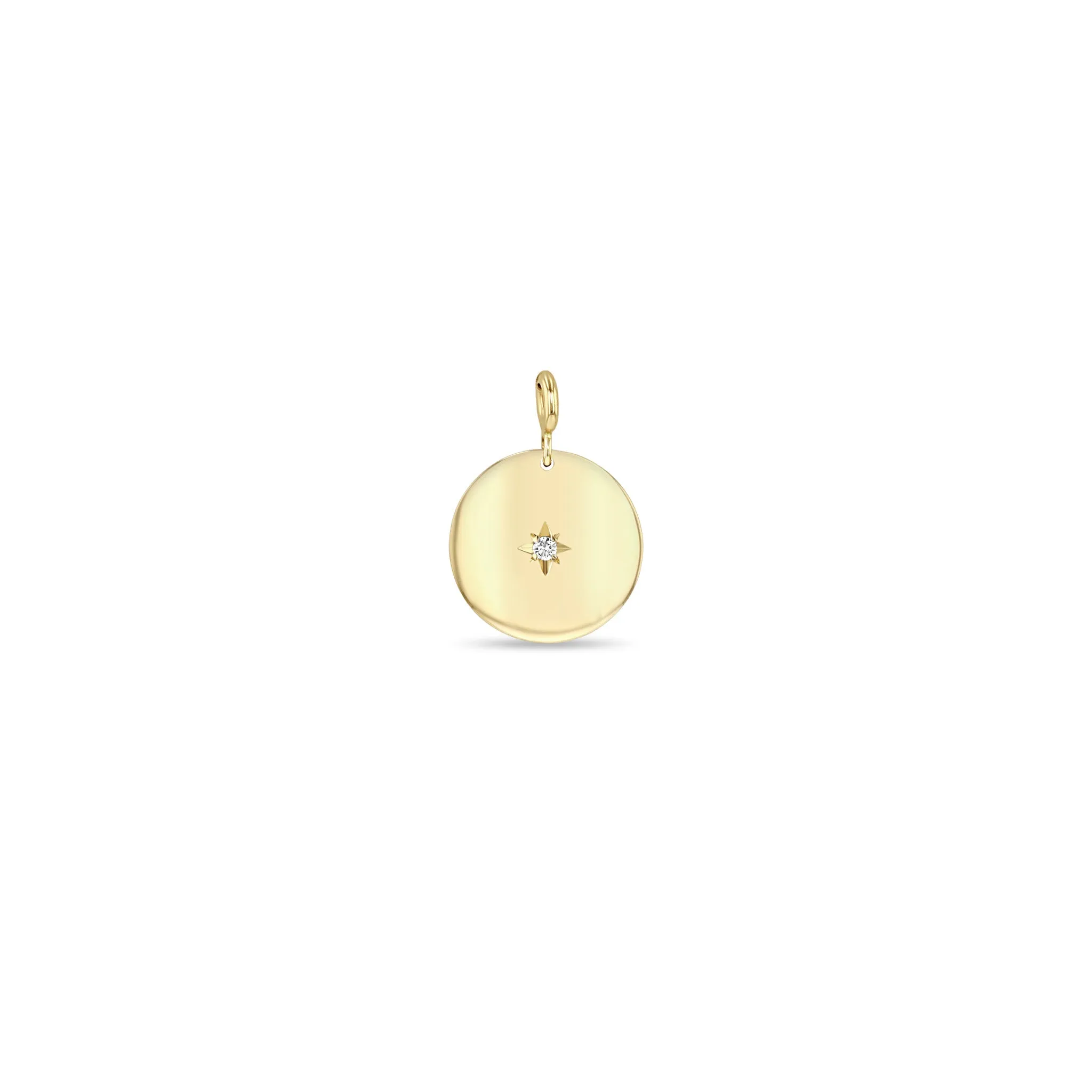 14k Single Star Set Diamond Small Aura Disc Charm