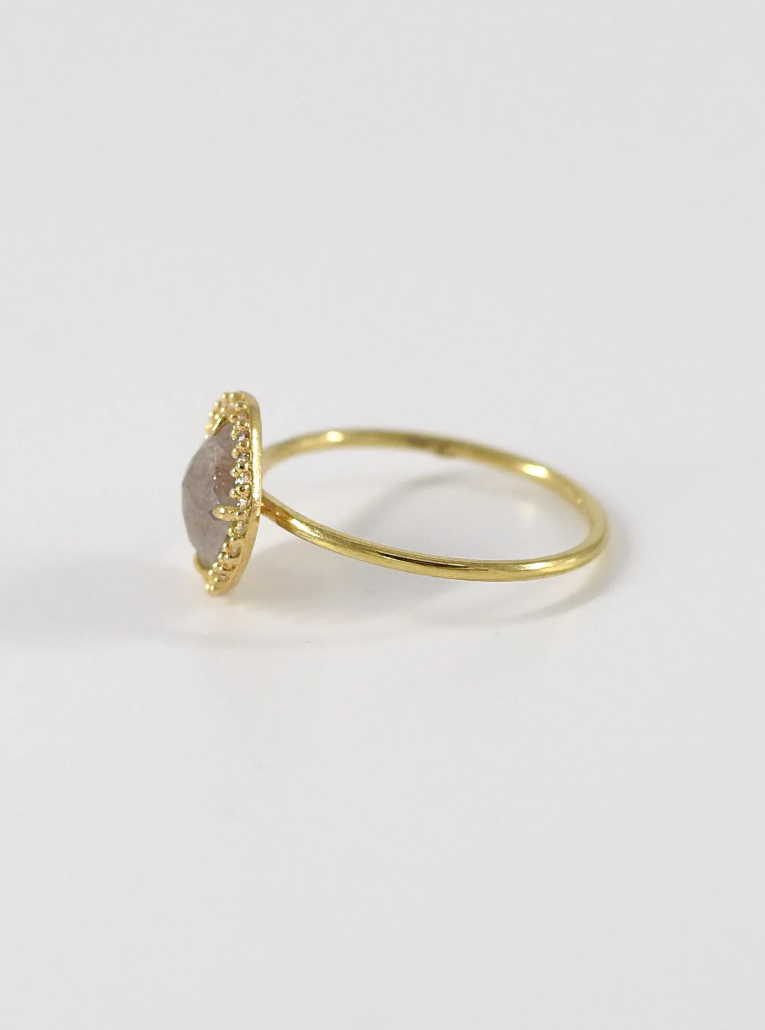 18K Solid Gold Natural Salt And Pepper Diamond Ring