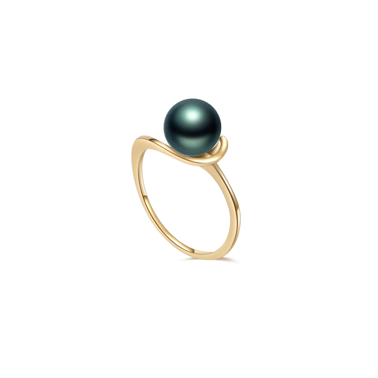 18K Solid Gold Tahitian Pearl Ring KR00069