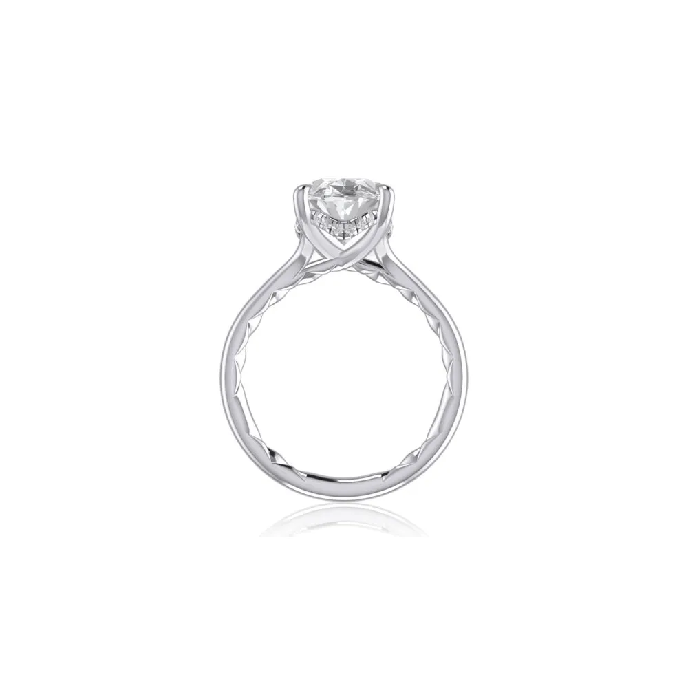 A. Jaffe 14k Oval Diamond Hidden Halo Solitaire Engagement Ring