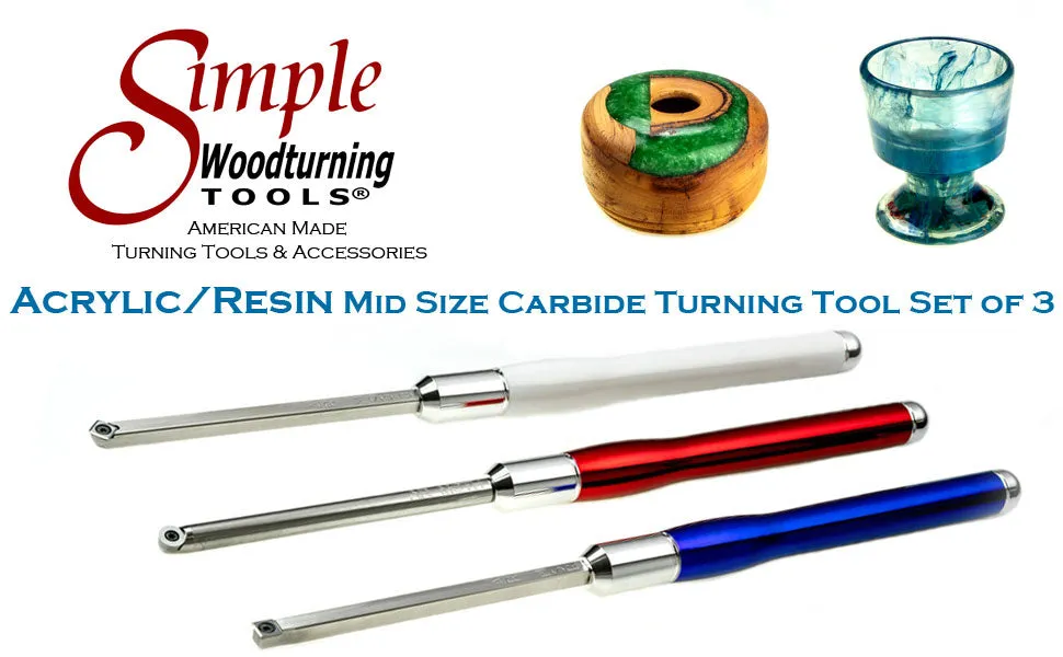 Acrylic Resin Roughing, Turning and Detailing 3 Tool Set - Mid Size 19 Overall