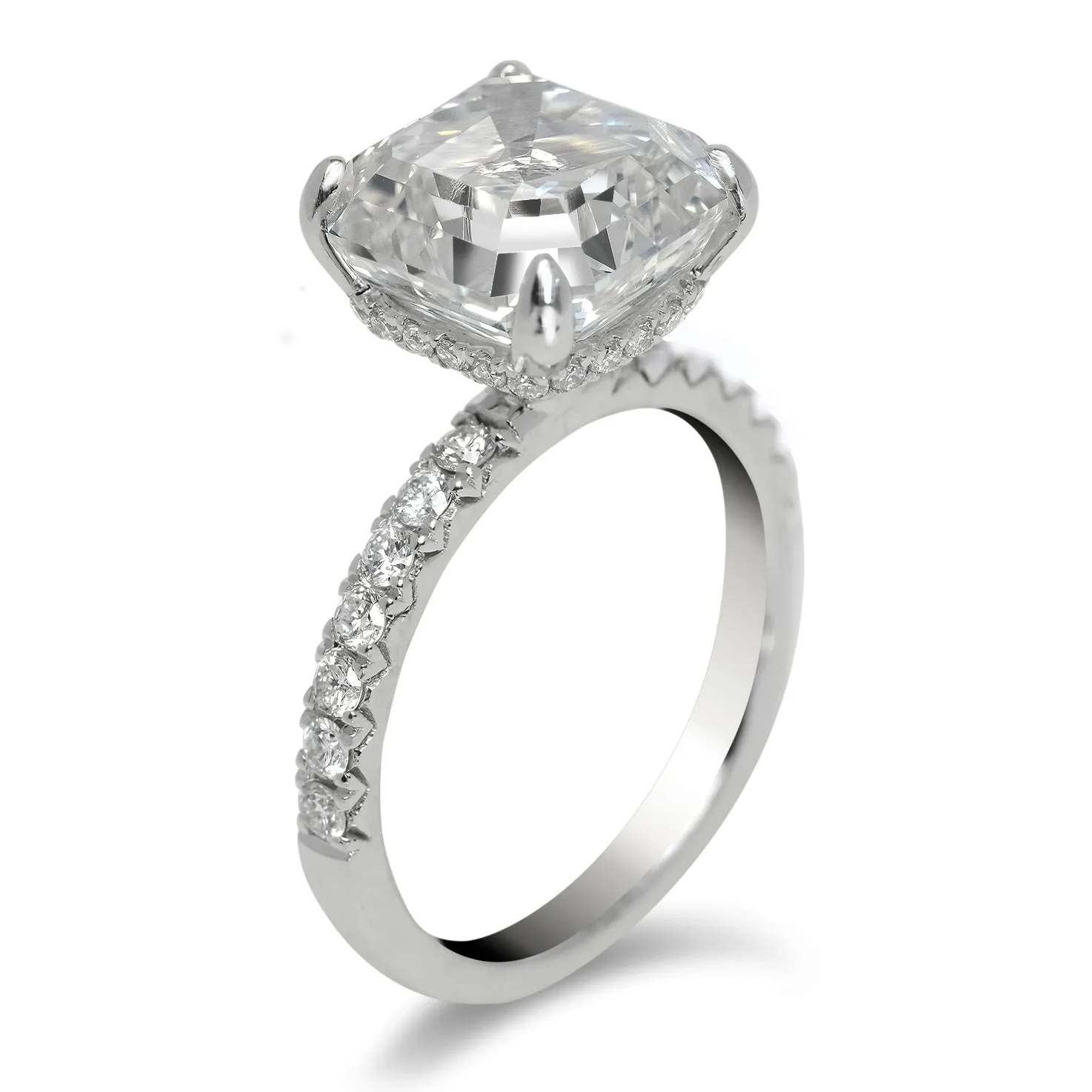 ADDISON 7 CARAT ASSCHER DIAMOND ENGAGEMENT RING PLATINUM GIA CERTIFIED G COLOR VVS1 CLARITY BY MIKE NEKTA NYC