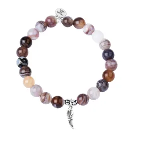 Angel Wing | Stone Beaded Charm Bracelet | Botswana