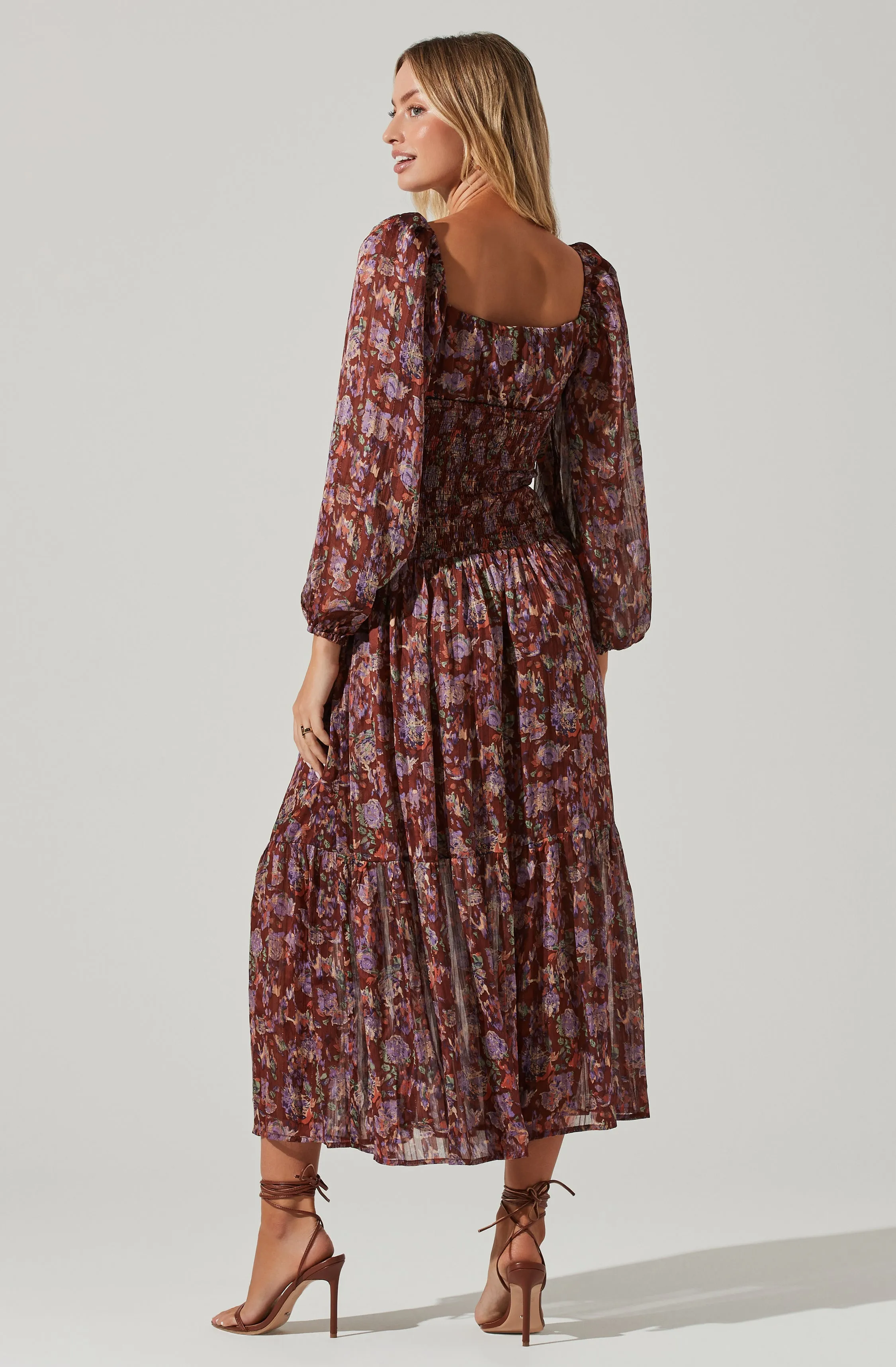 Arlette Floral Sweetheart Long Sleeve Maxi Dress