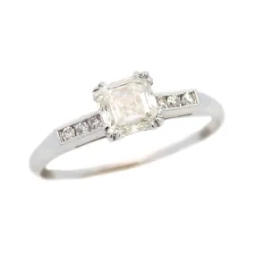 Art Deco Platinum Diamond Engagement Ring 1.01ctw