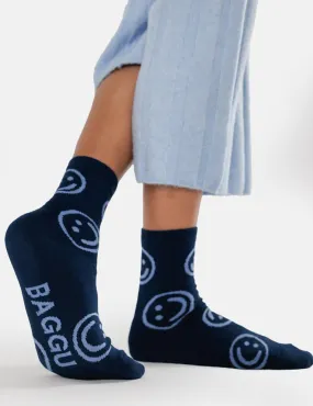 Baggu Crew Sock - Navy Happy