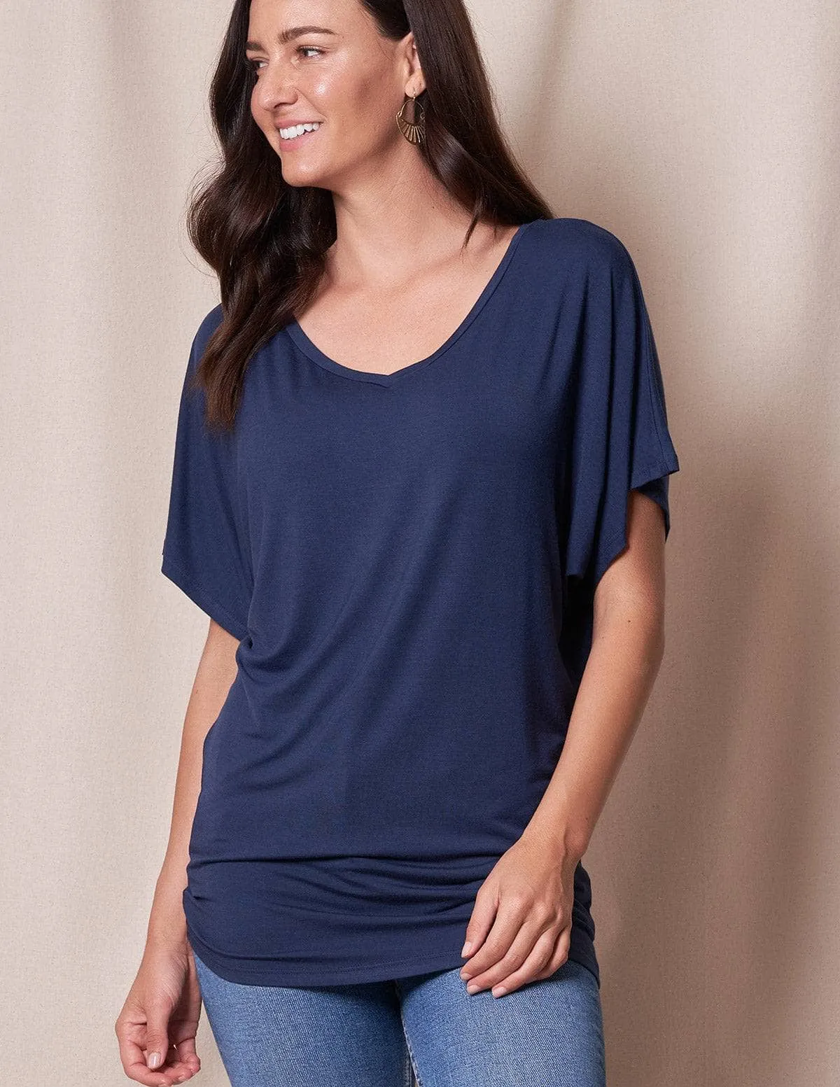 Bamboo Dolman Tunic - Navy