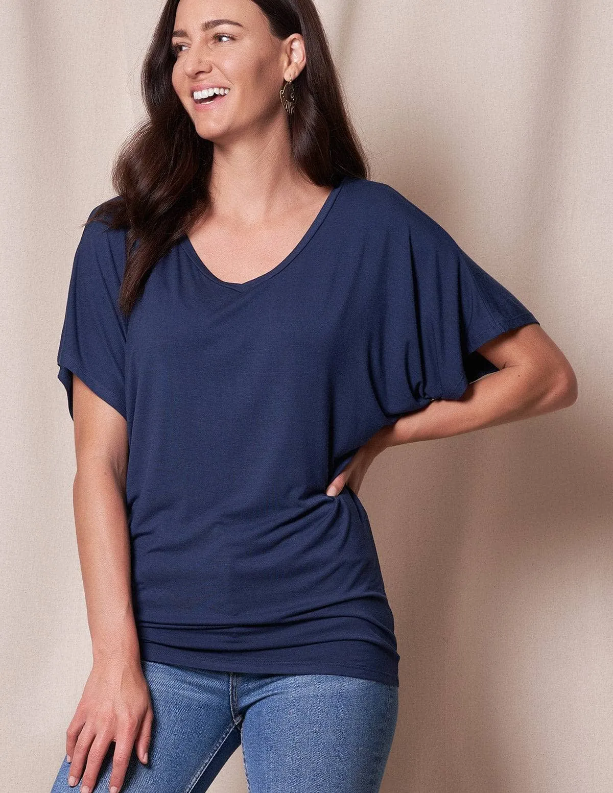 Bamboo Dolman Tunic - Navy