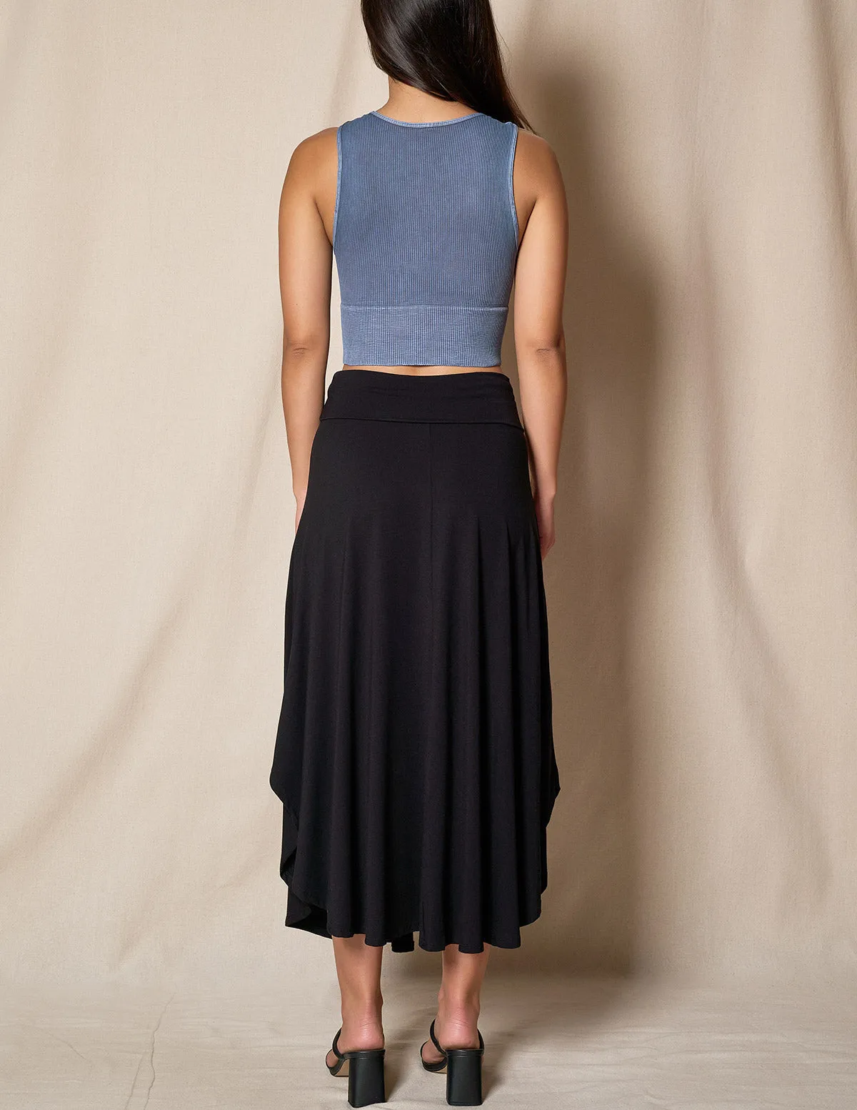 Bamboo Flat Waist Skirt - Black