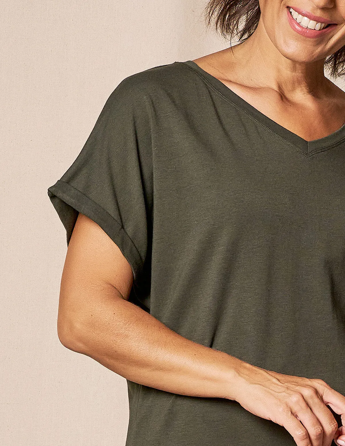 Bamboo / Organic Cotton V-Neck Dolman Top - Juniper