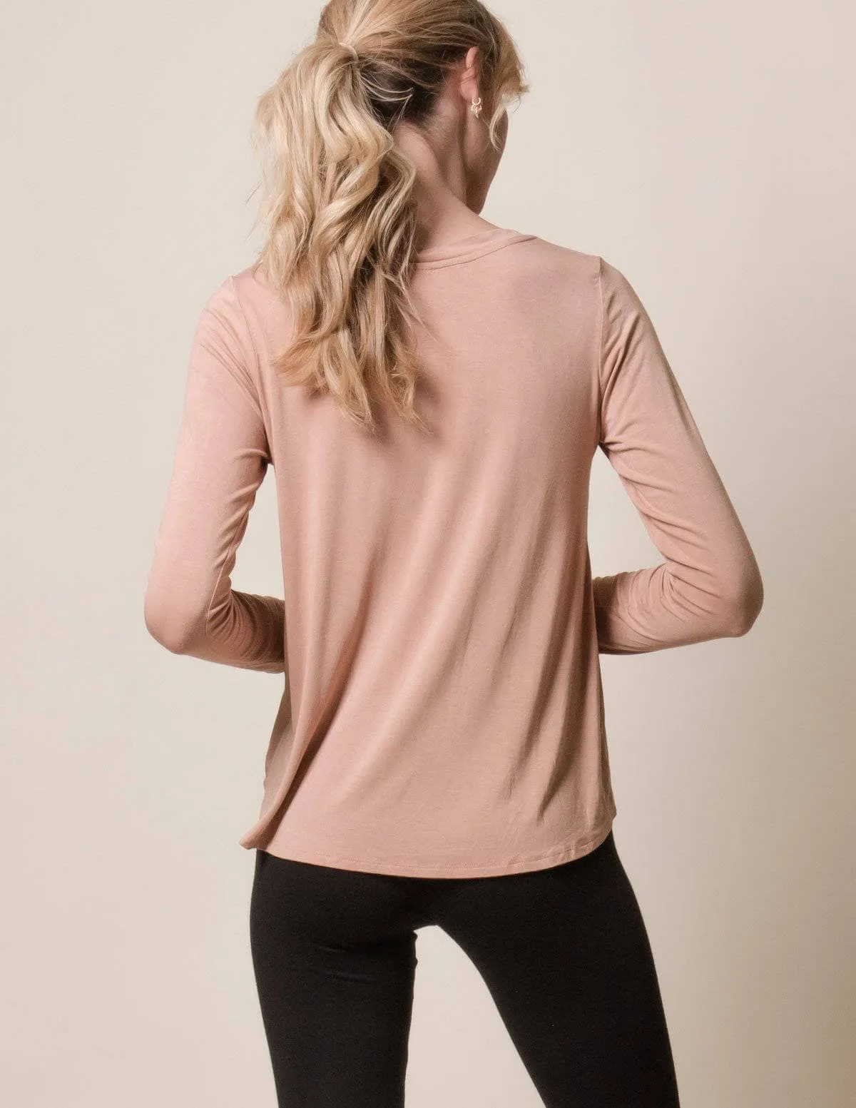 Bamboo Relaxed Long Sleeve Tee - Camel