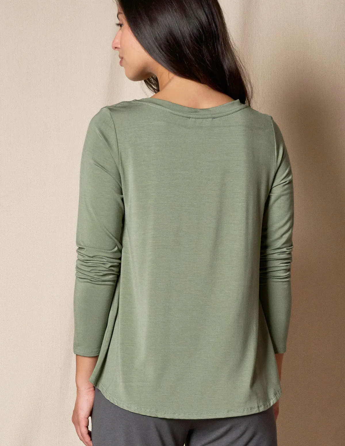 Bamboo Relaxed Long Sleeve Tee - Sage