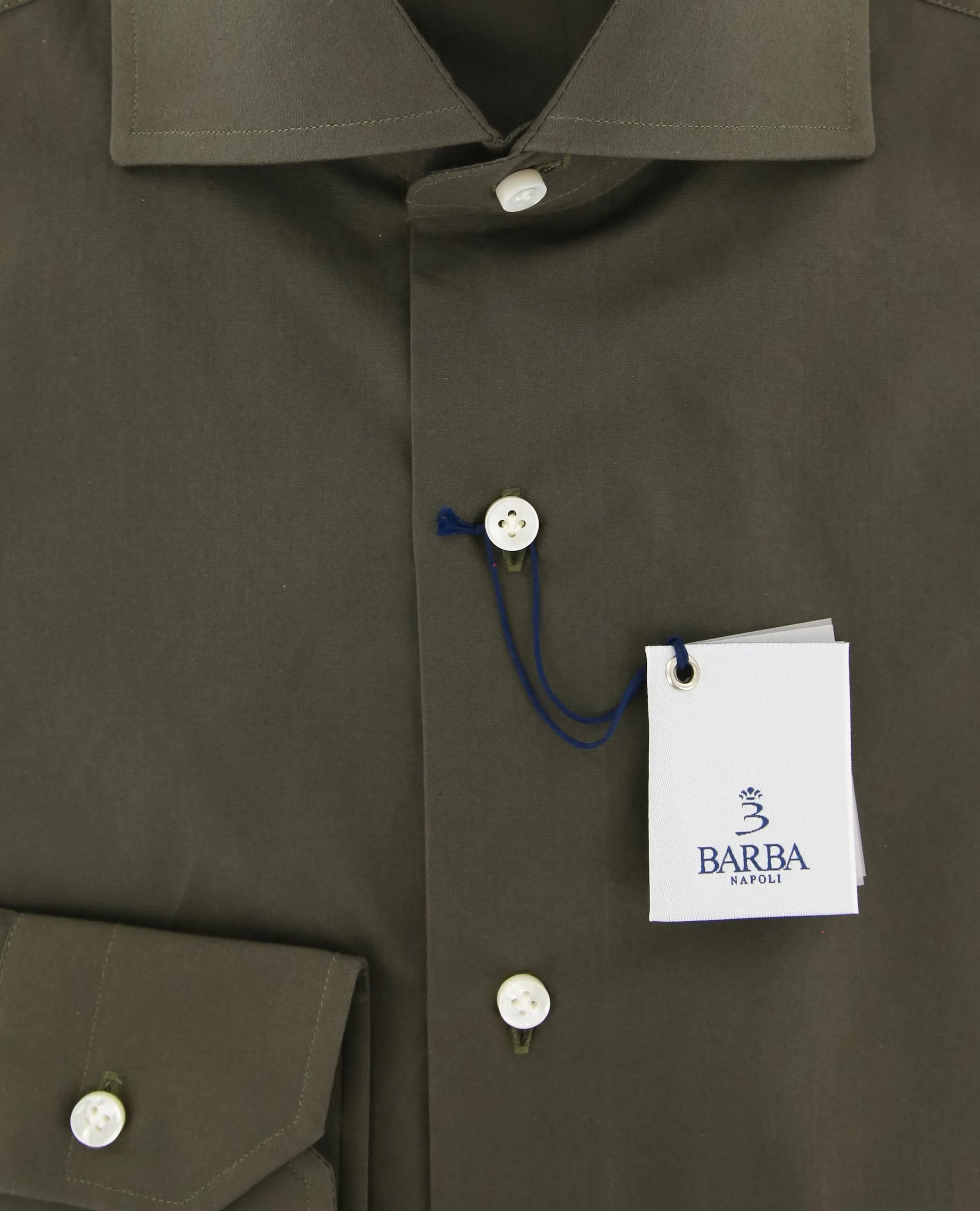 Barba Napoli Olive Green Shirt - Extra Slim