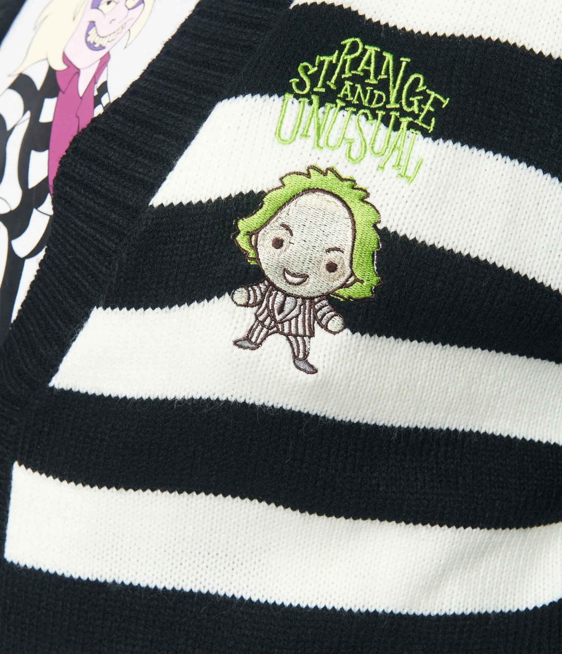 Beetlejuice X Unique Vintage Black & White Stripe Long Cardigan