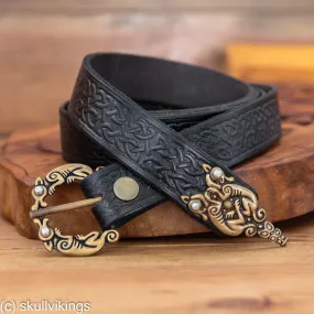 Brass & Black Leather Belt