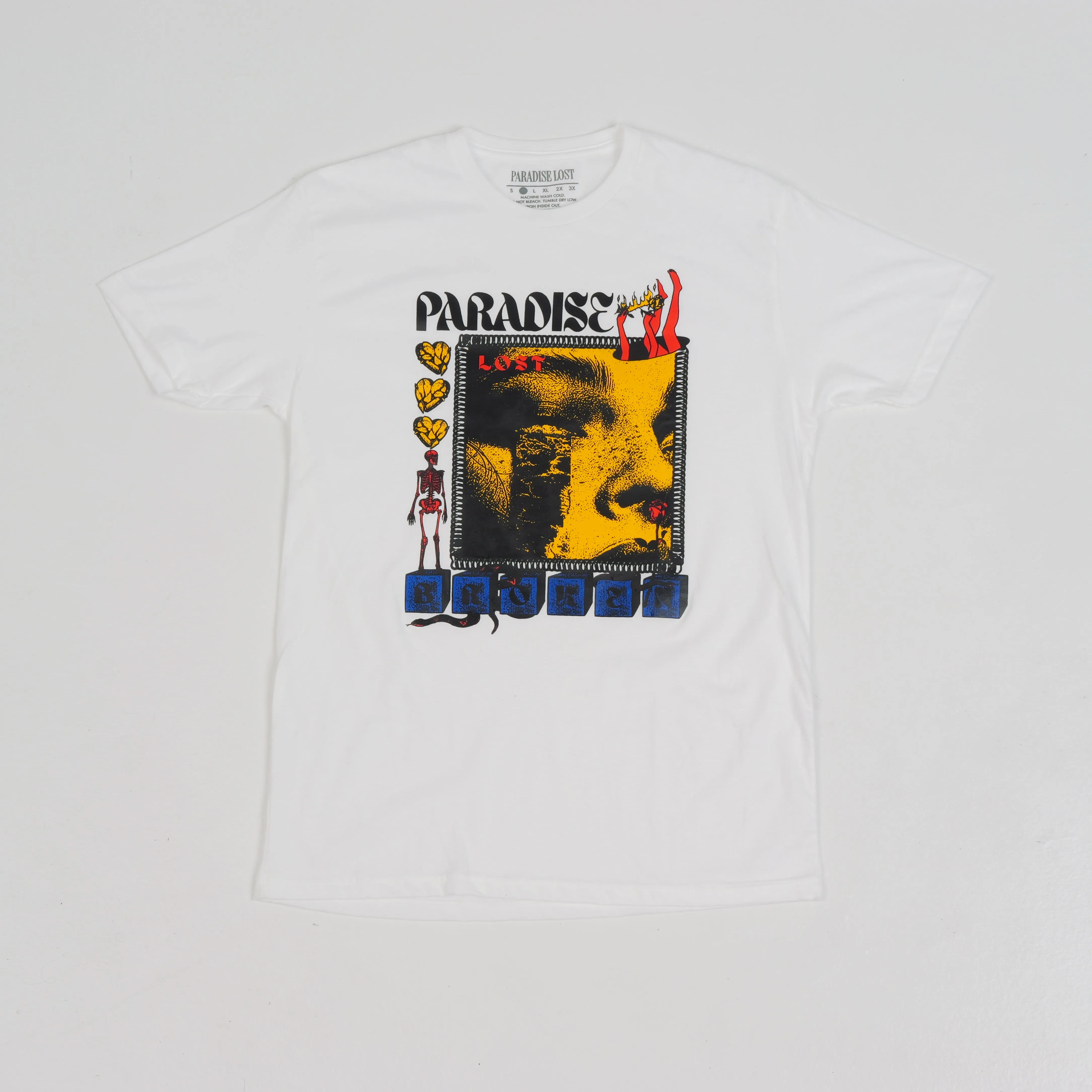 BROKEN HEART TEE WHITE/YELLOW/RED