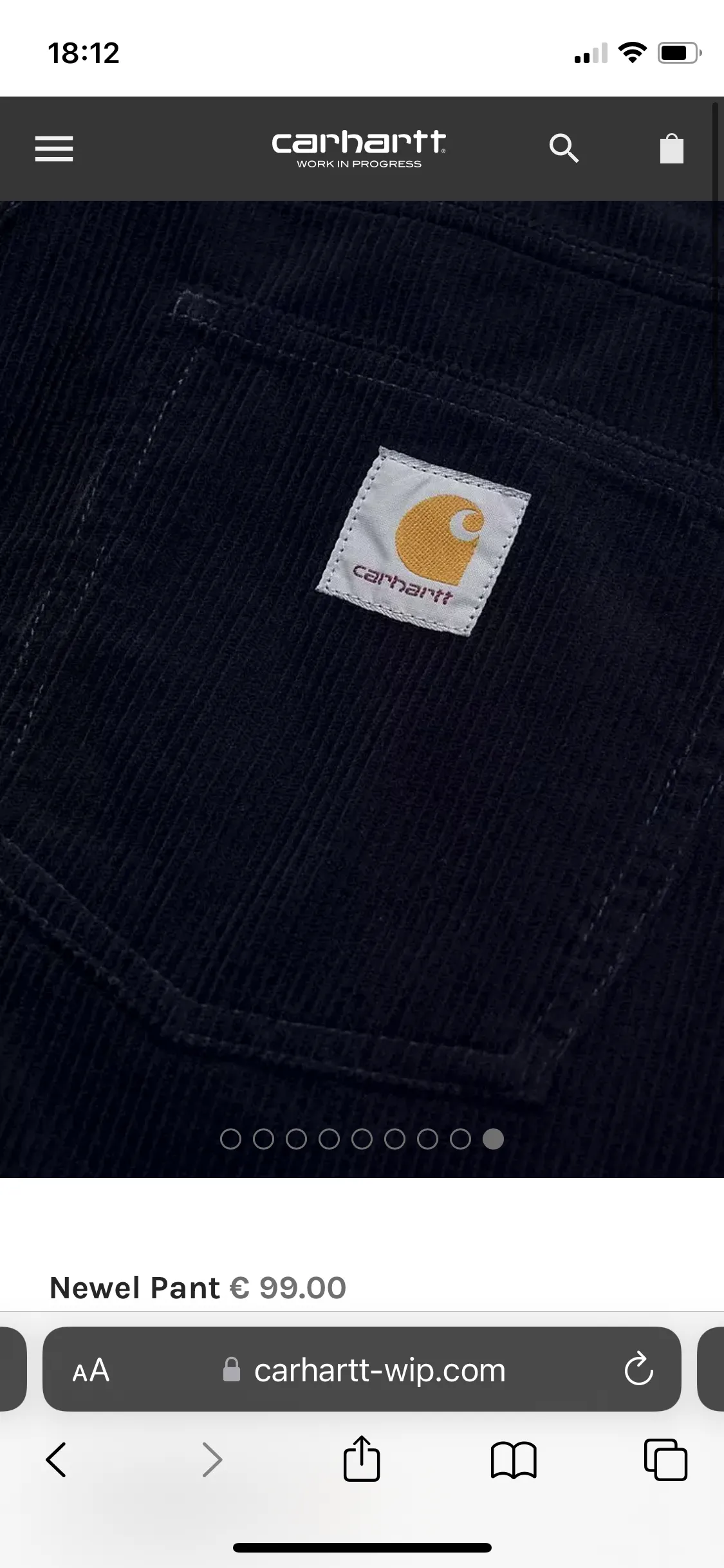 CARHARTT WIP Newel Pant Corduroy Dark Navy Rinsed