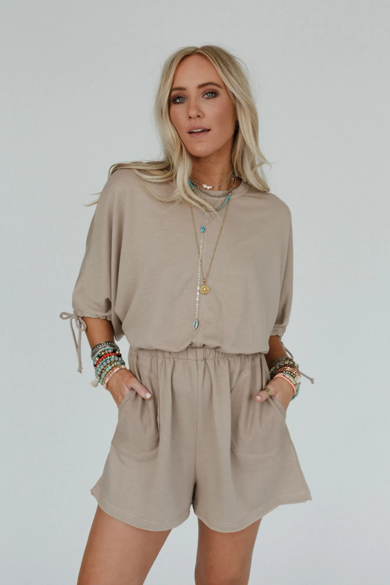 Carolina Comfy Romper - Taupe