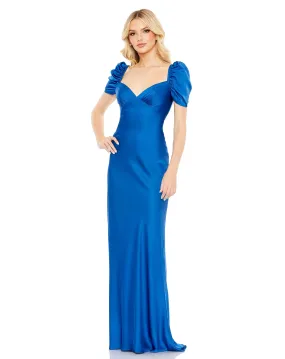 Charmeuse Cap Sleeve Empire Waist Gown