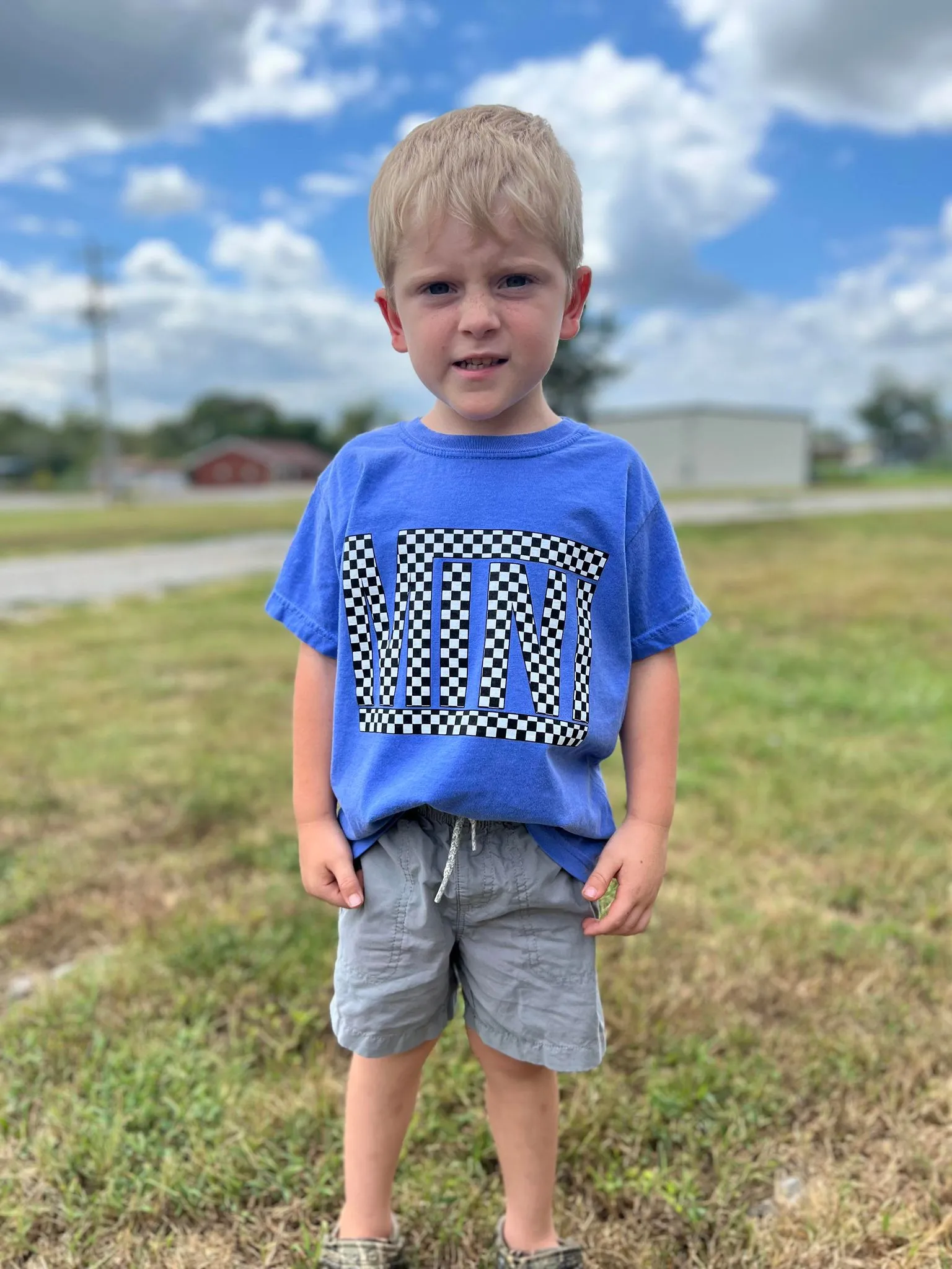 Checkered Mini Youth Blue Tee