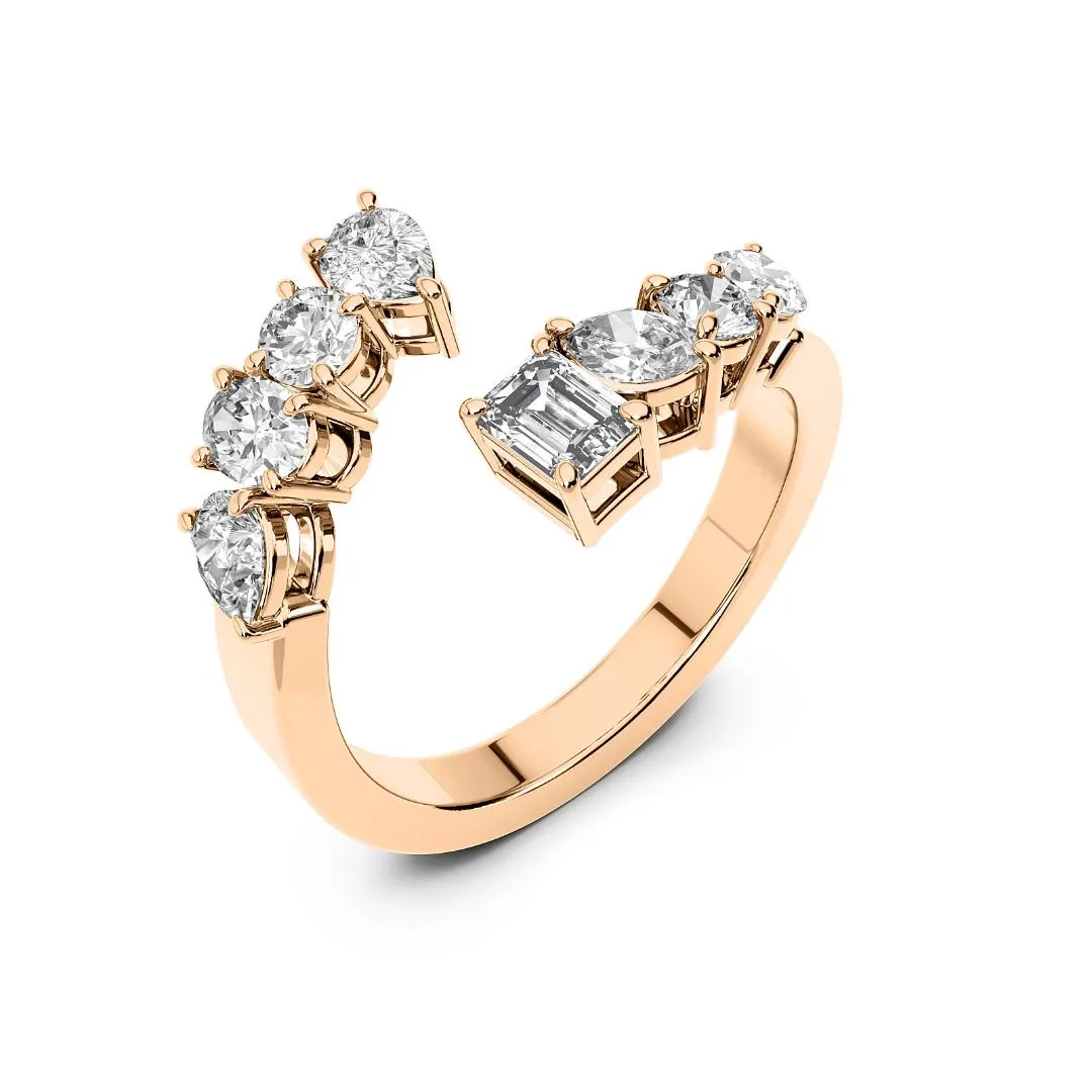 Chorost & Co Private Collection 14K Rose Gold 1.00ct Diamond Multi Stone Bypass Ring