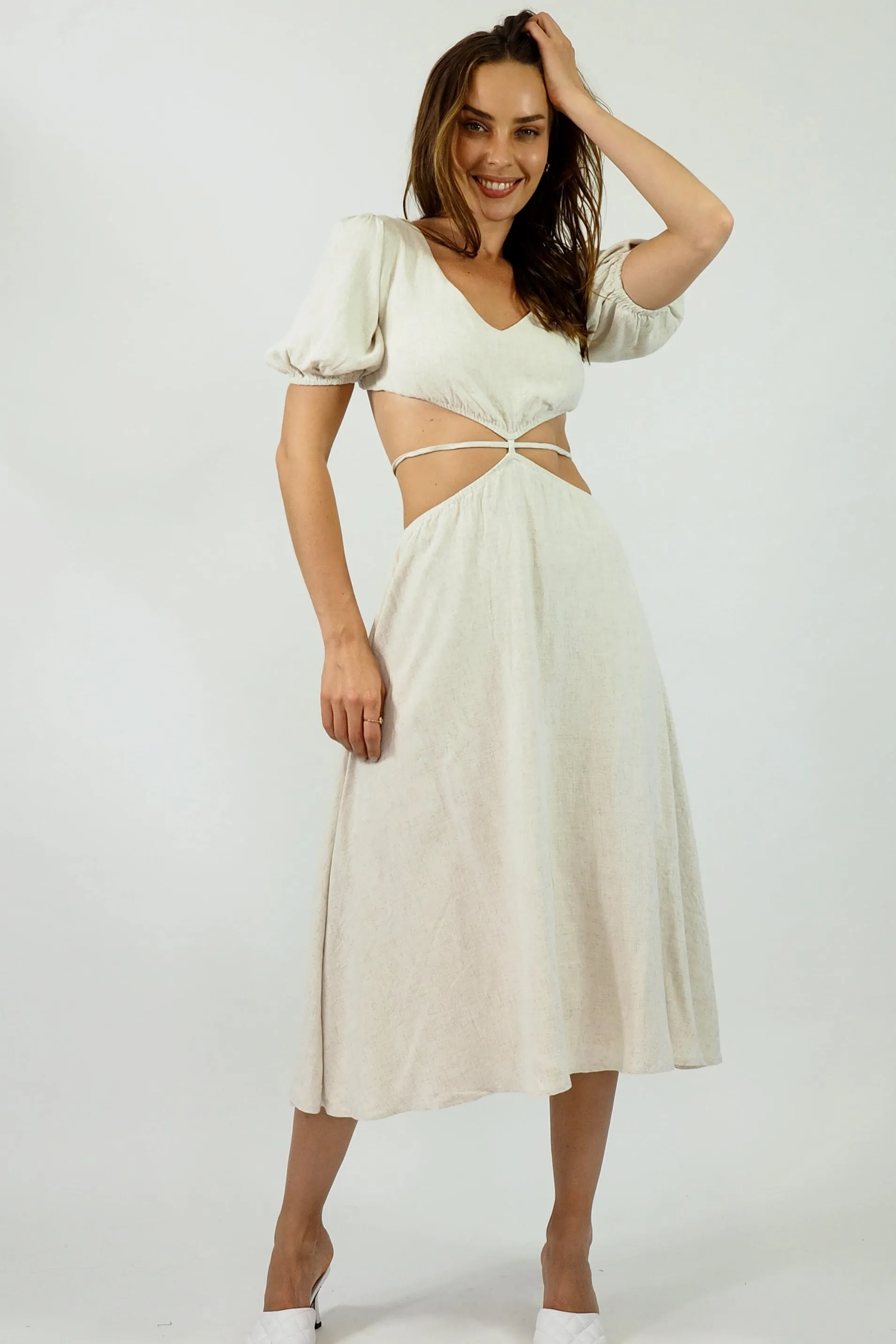 Ciara Dress - Linen Beige