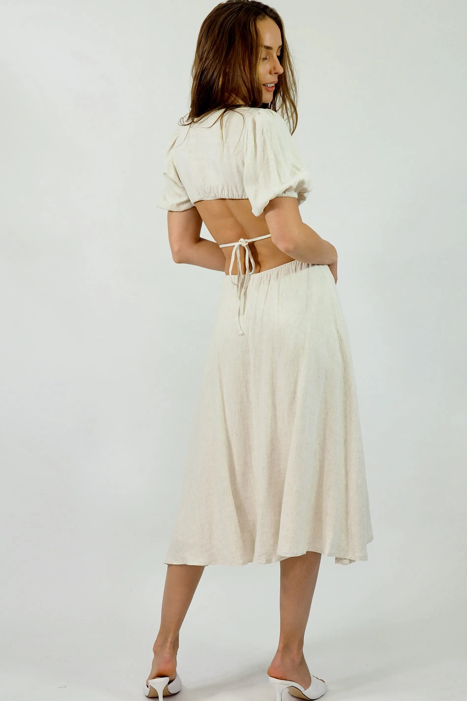 Ciara Dress - Linen Beige