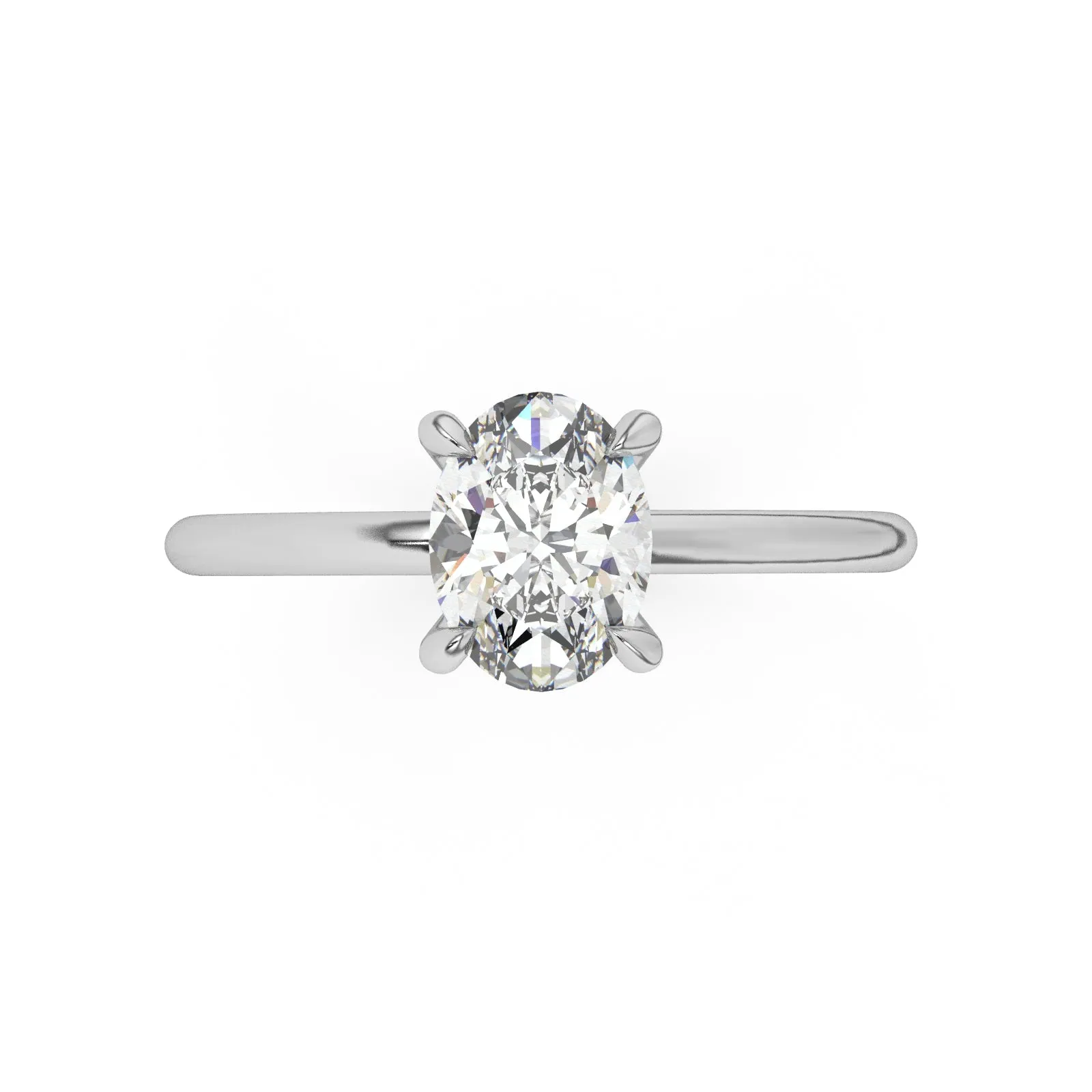 Classic Hidden Halo Oval Cut Engagement Ring