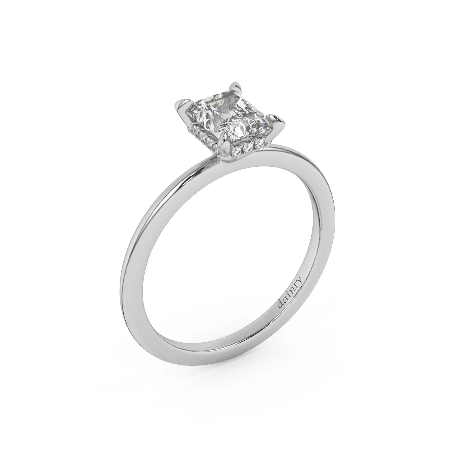 Classic Hidden Halo Radiant Cut Engagement Ring