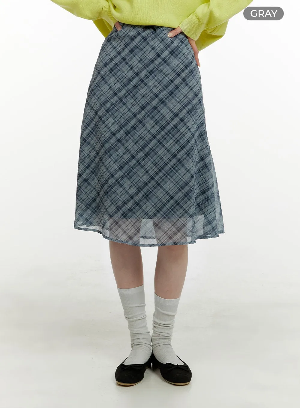 Classic Plaid Midi Skirt OA405