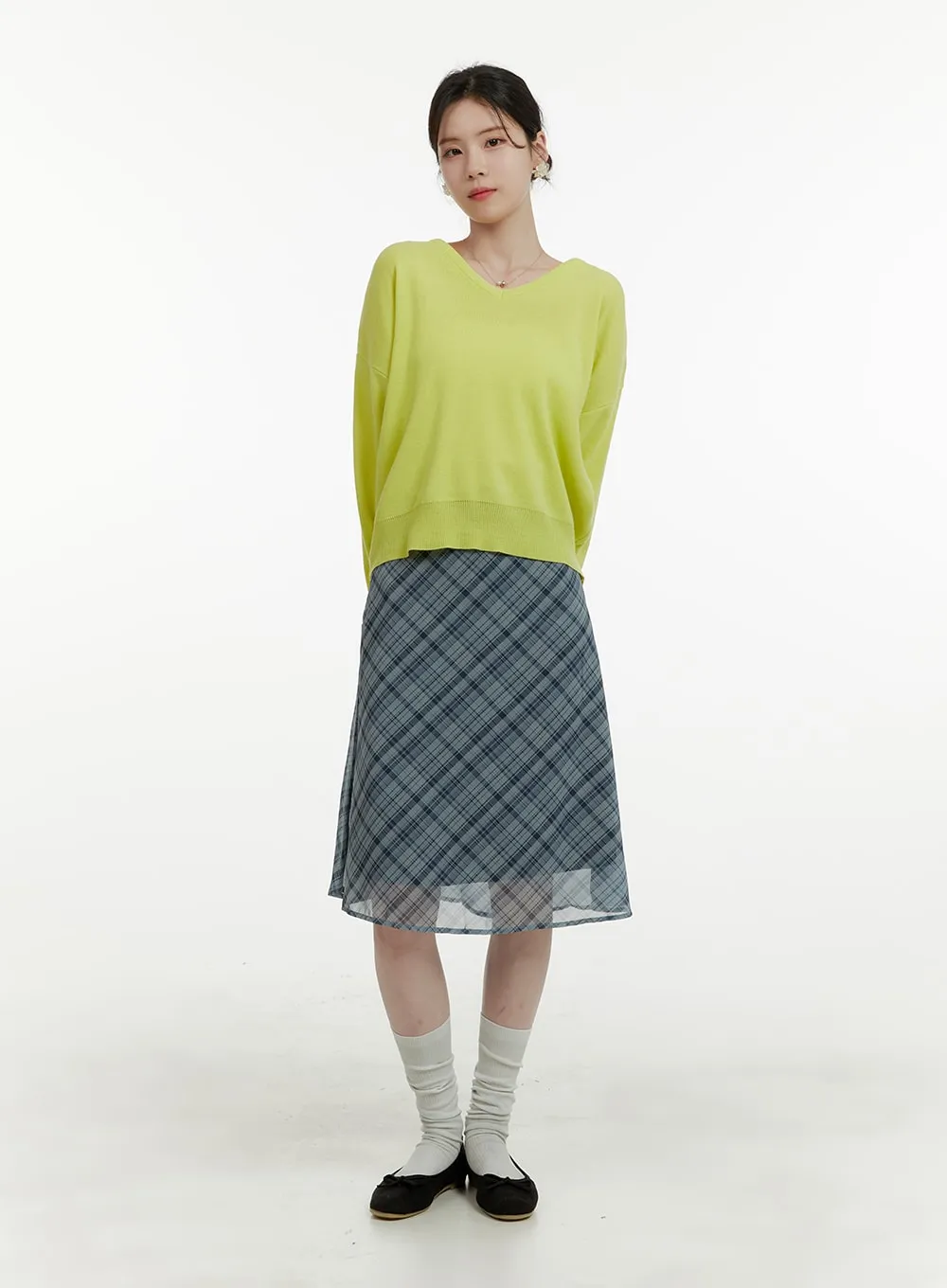 Classic Plaid Midi Skirt OA405