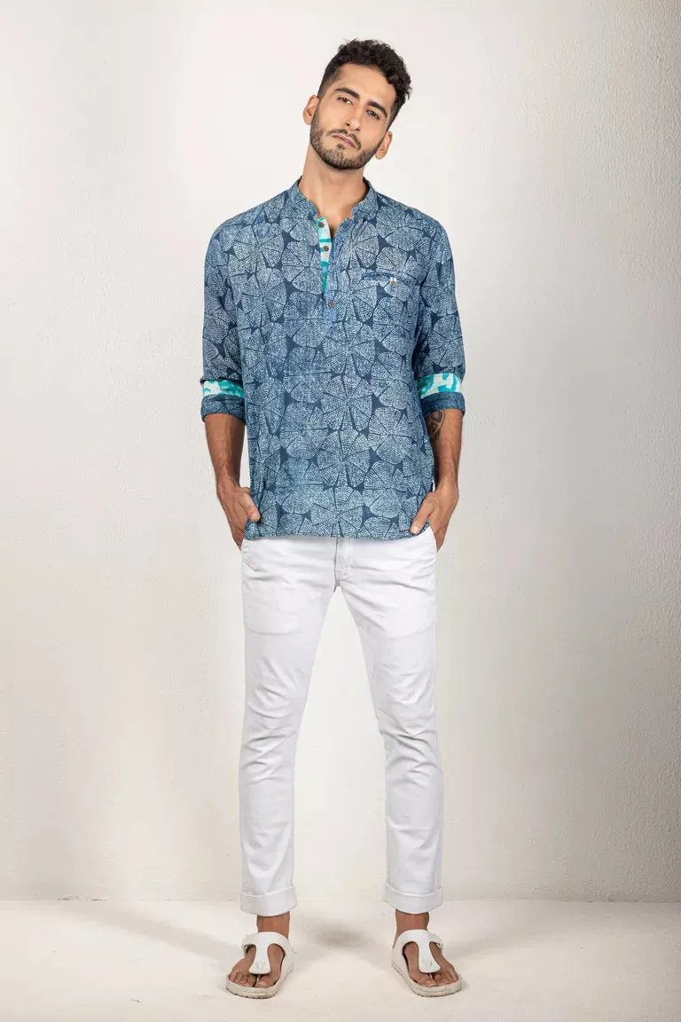 Daboo Printed Indigo Short Kurta