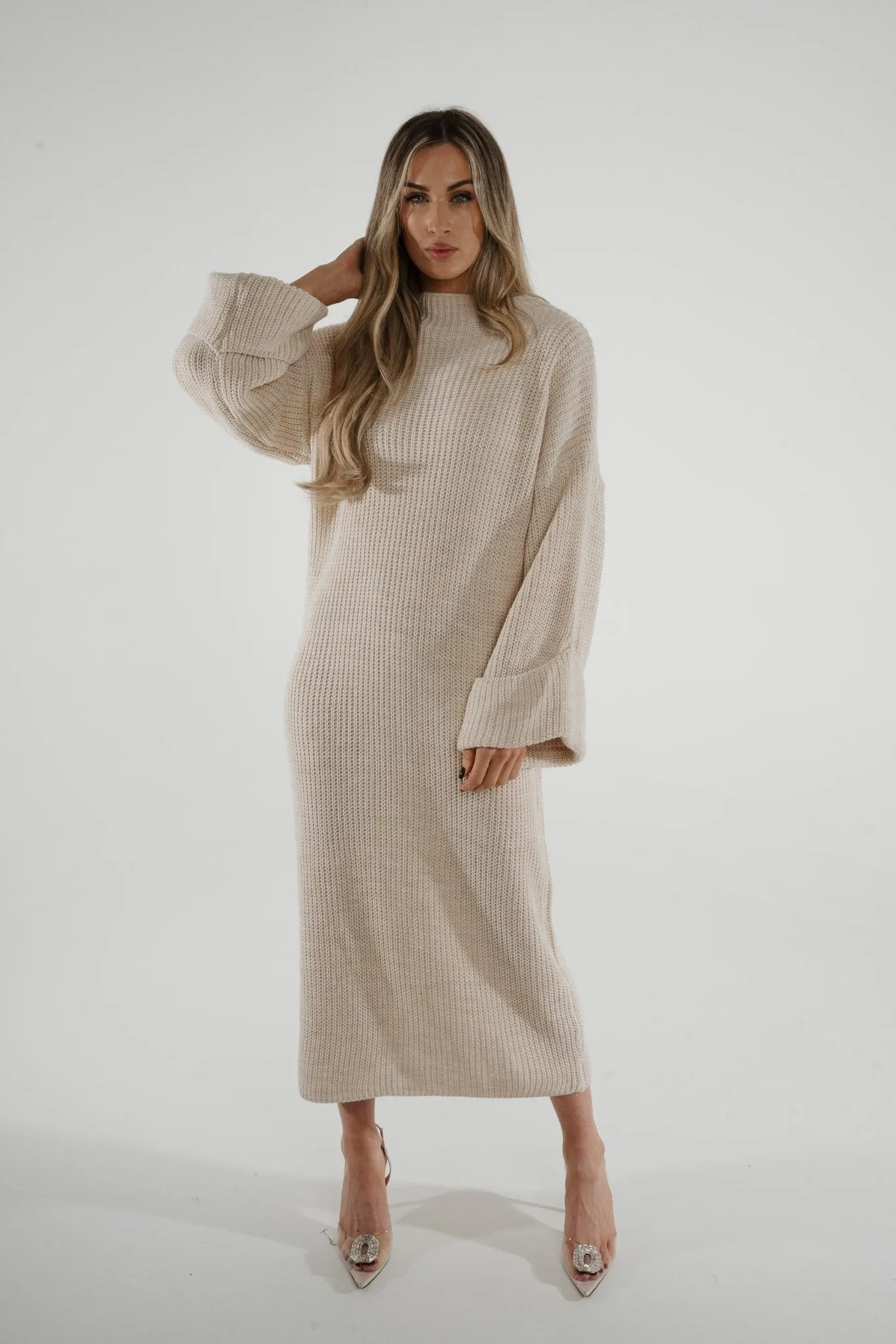 Danni Chunky Knit Dress In Neutral