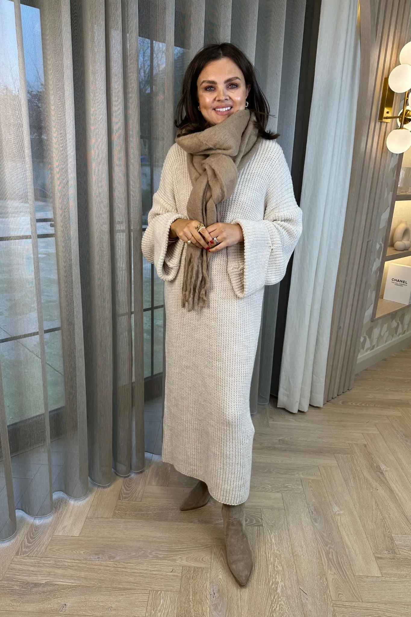 Danni Chunky Knit Dress In Neutral