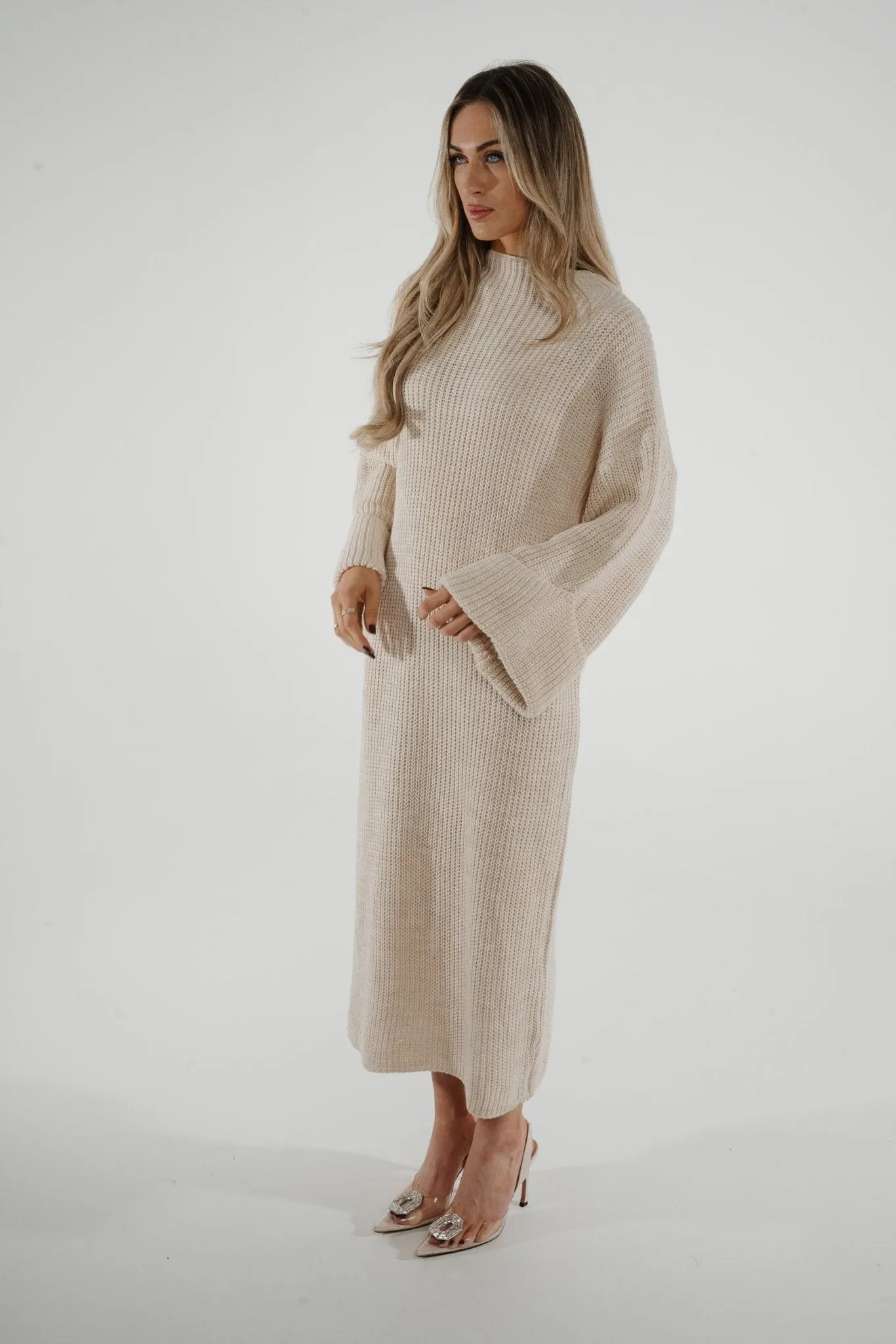 Danni Chunky Knit Dress In Neutral