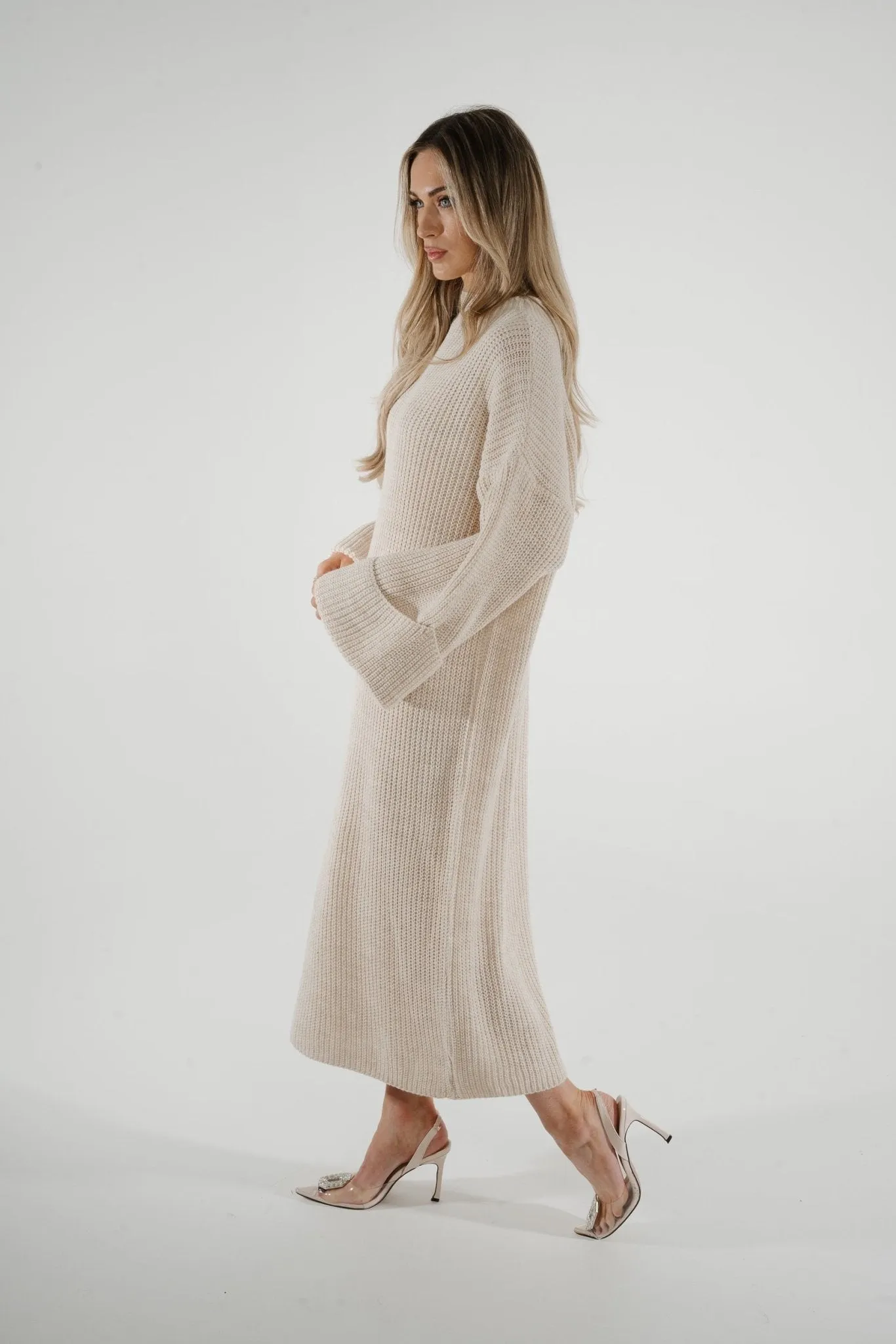 Danni Chunky Knit Dress In Neutral