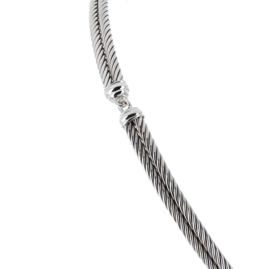 David Yurman 'X' Cable Diamond Necklace - Sterling Silver