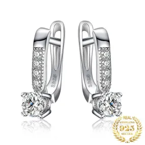 Diamond Hoop Earrings - 925 Sterling Silver