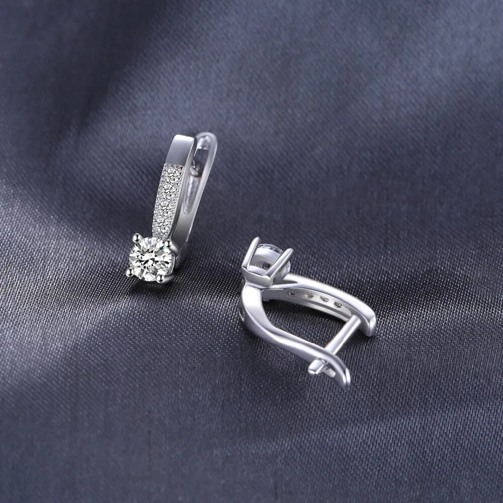 Diamond Hoop Earrings - 925 Sterling Silver