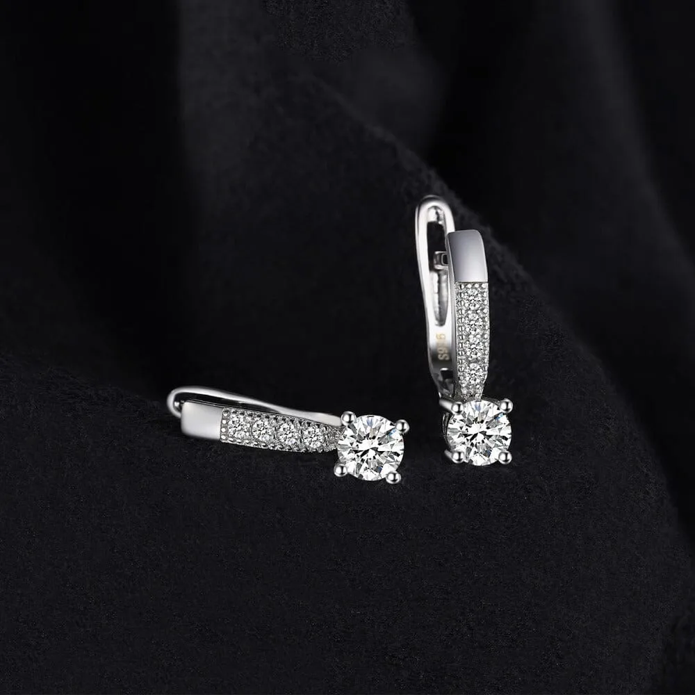 Diamond Hoop Earrings - 925 Sterling Silver