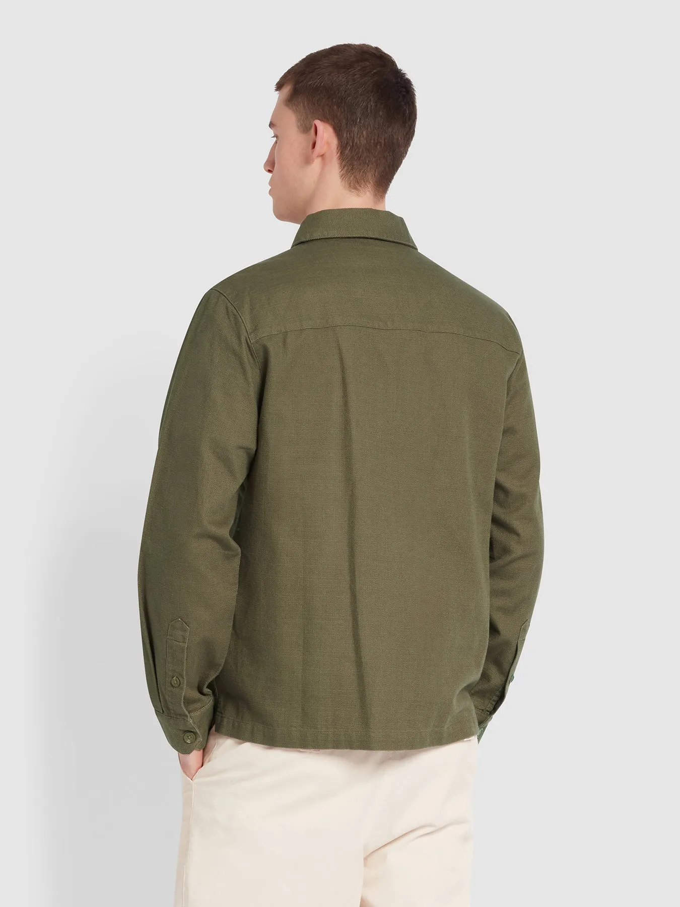 Firmin Relaxed Fit Overshirt In Olive Green