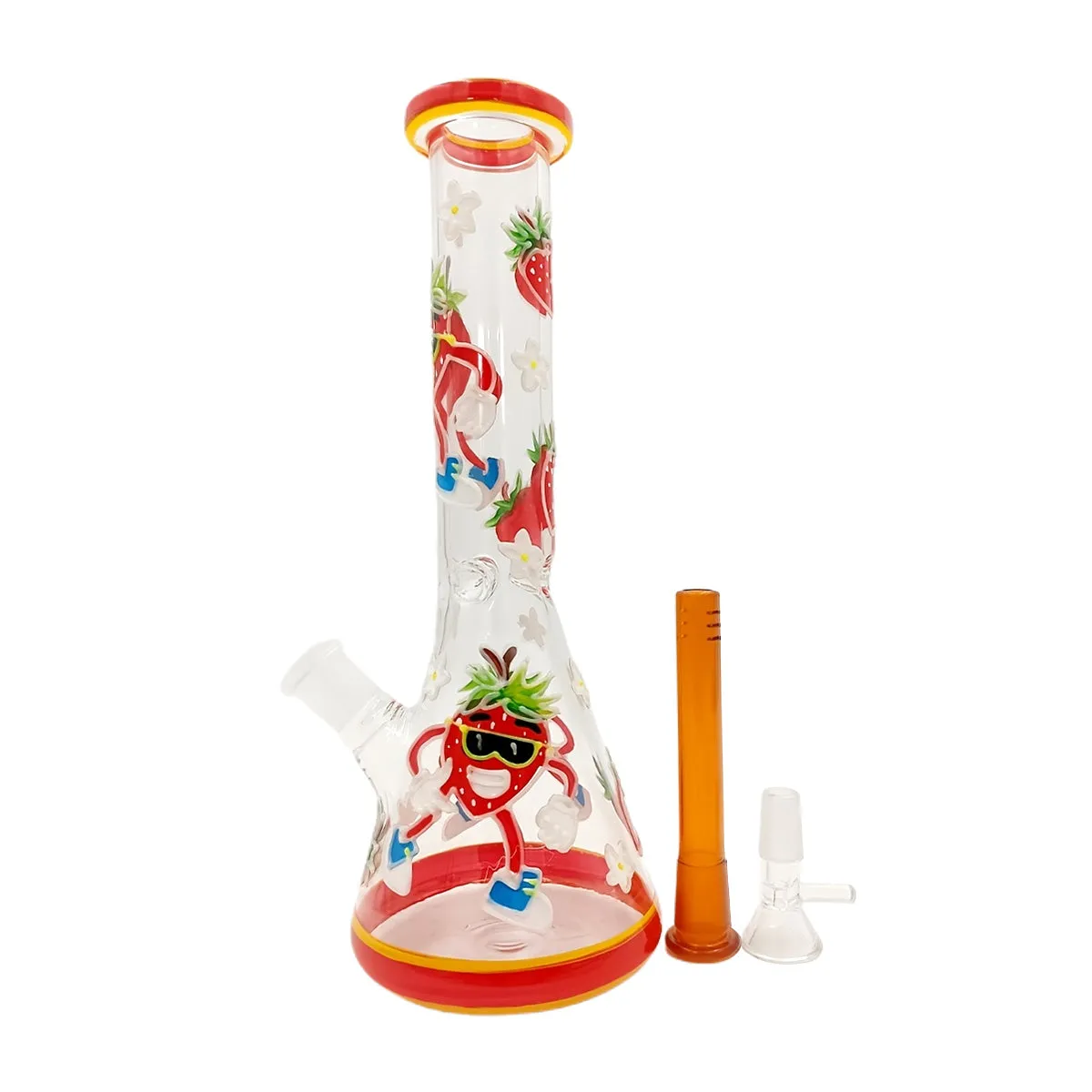 Handpainted Strawberry Bong Glow in The Dark