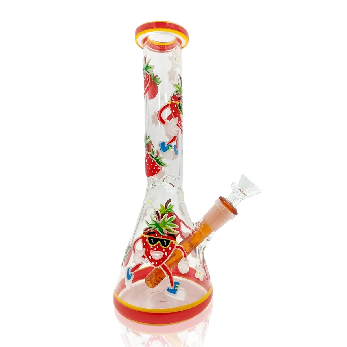 Handpainted Strawberry Bong Glow in The Dark